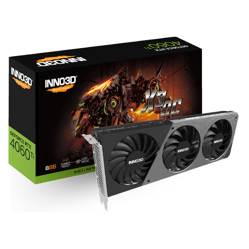 Placa de Video INNO3D GeForce RTX 4060 Ti X3 OC, 8GB, GDDR6, DLSS, Ray Tracing, N406T3-08D6X-171153L