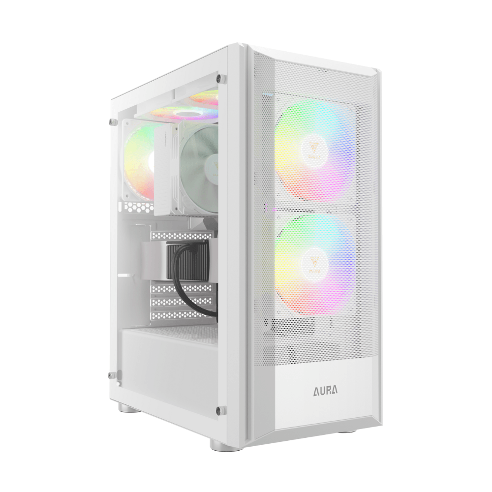 Gabinete Gamer Gamdias Aura GC6, Mid Tower, Branco, Sem Fonte, Com Fans, AURA GC6