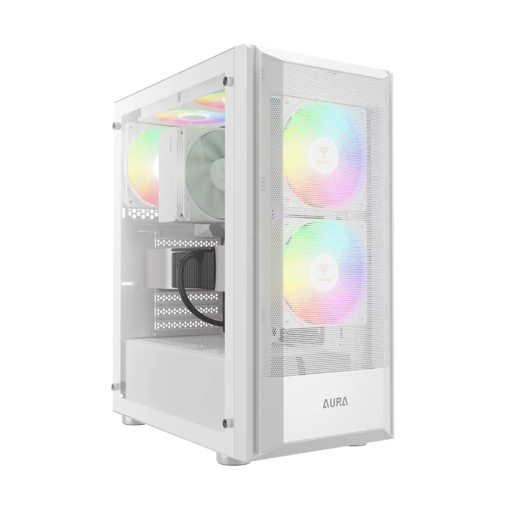 Gabinete Gamer Gamdias Aura GC6, Mid Tower, Branco, Sem Fonte, Com Fans, AURA GC6