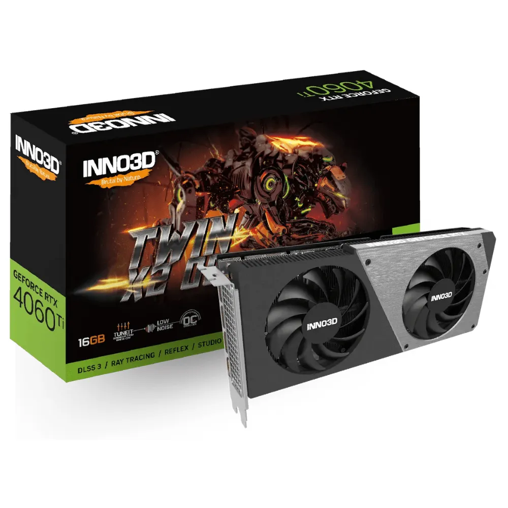 Placa de Vídeo INNO3D NVIDIA GeForce RTX 4060 Ti TWIN X2 OC, 8GB, GDDR6, DLSS, Ray Tracing, N406T2-08D6X-171153N