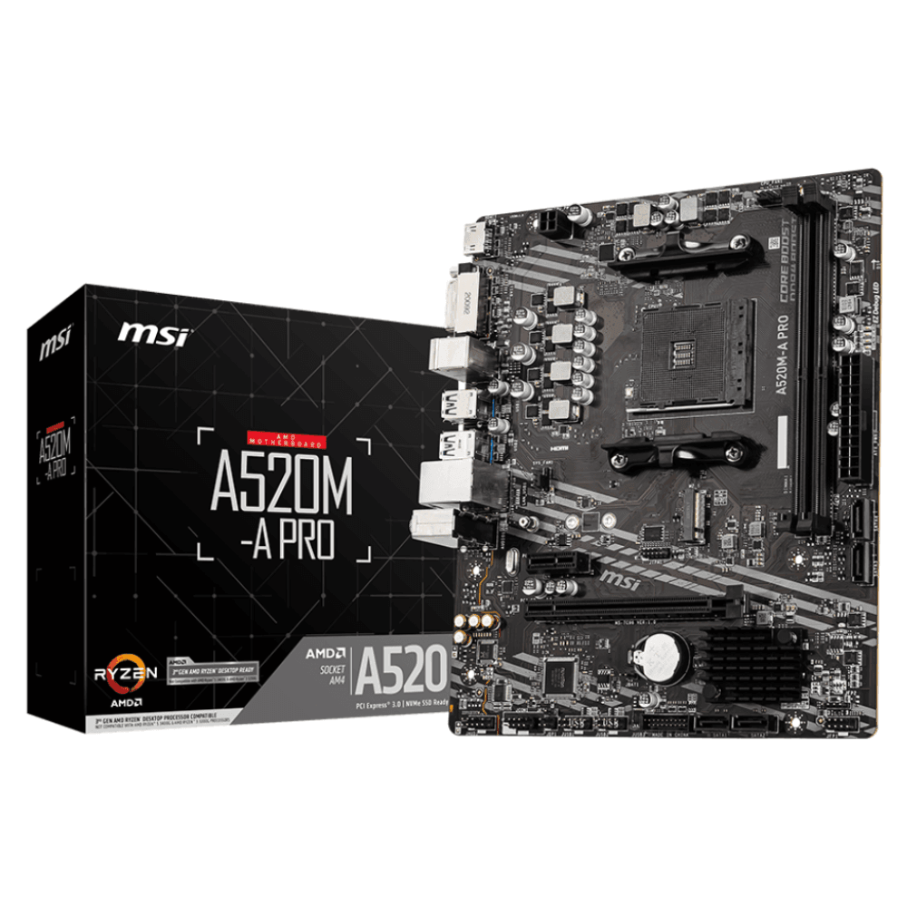 Placa Mãe MSI A520M-A PRO, AM4, DDR4, Micro ATX, 911-7C96-044