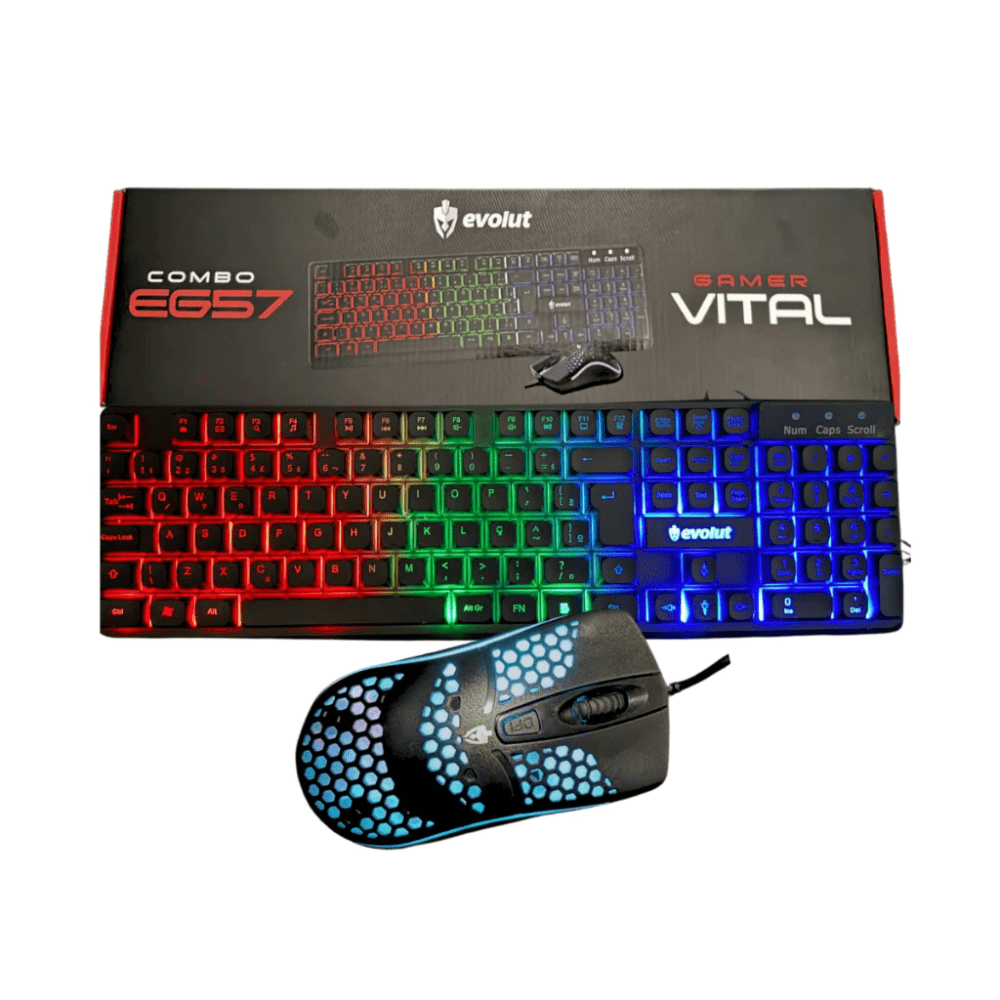 Kit Gamer Evolut Vital, Teclado e Mouse, EG-57