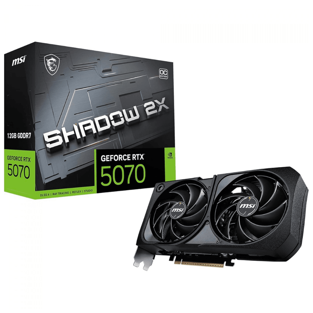 Placa de Video MSI GeForce RTX 5070 SHADOW 2X OC, 12GB, GDDR7, DLSS, Ray Tracing, 912-V532-011