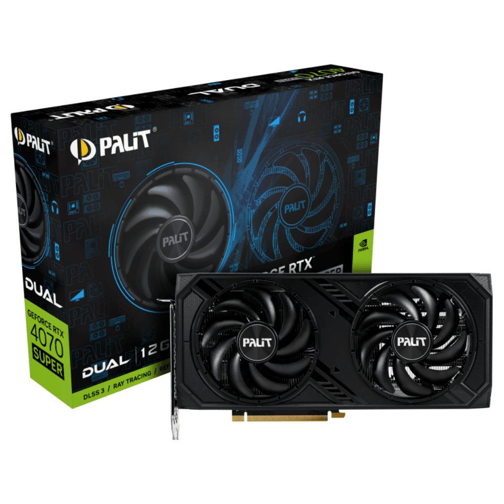 Placa de Video PALIT GeForce RTX 4070 Super Dual, 12GB, GDDR6X, DLSS, Ray Tracing, NED407S019K9-1043D