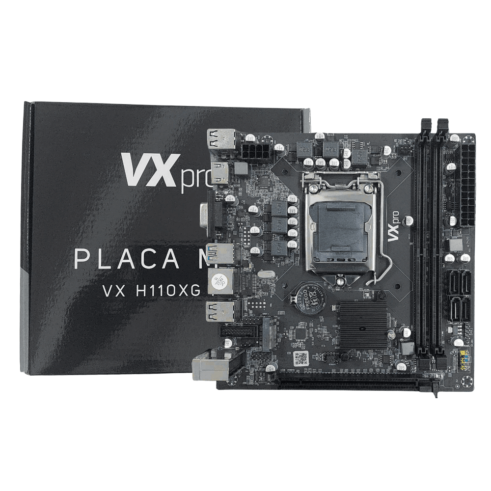Placa Mãe VX Pro H110XG, M2, LGA 1151, DDR4, Micro ATX, VXH110XGM2
