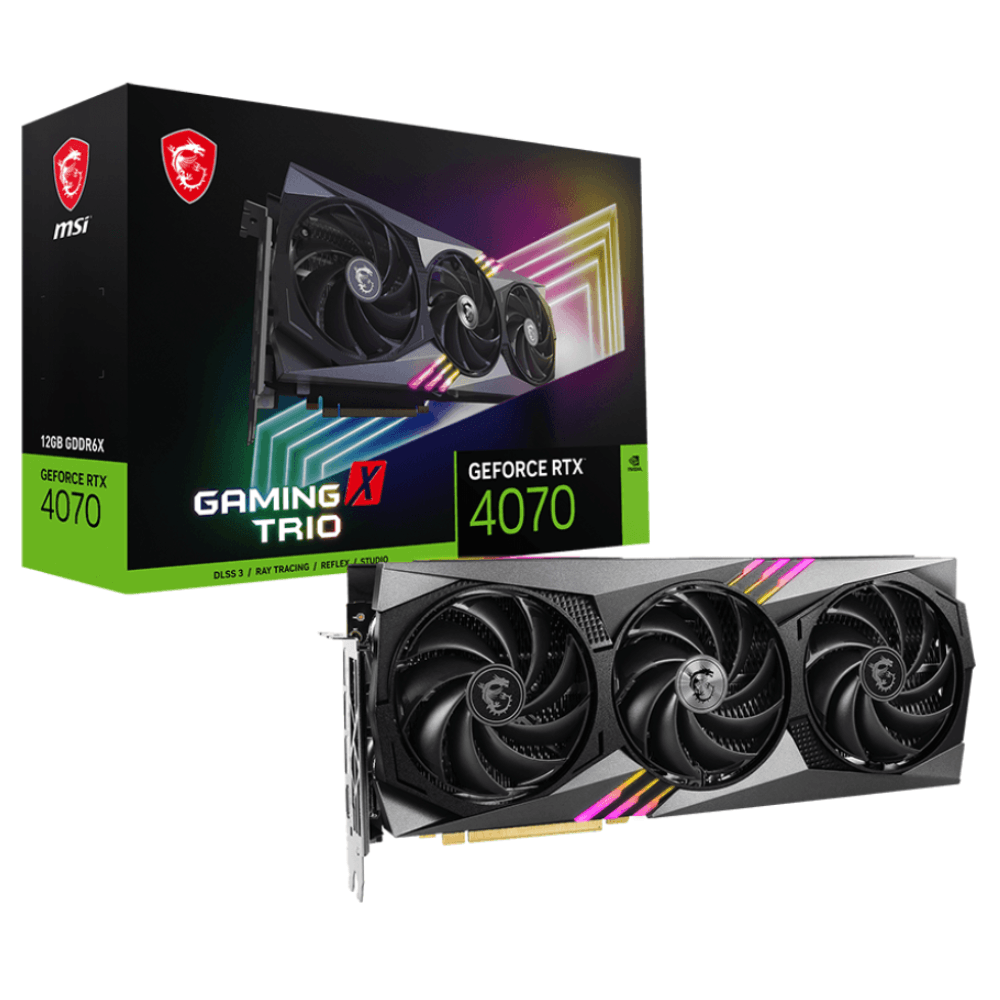 Placa de Video MSI GeForce RTX 4070 GAMING X TRIO, 12GB, GDDR6X, DLSS, Ray Tracing, 912-V513-220