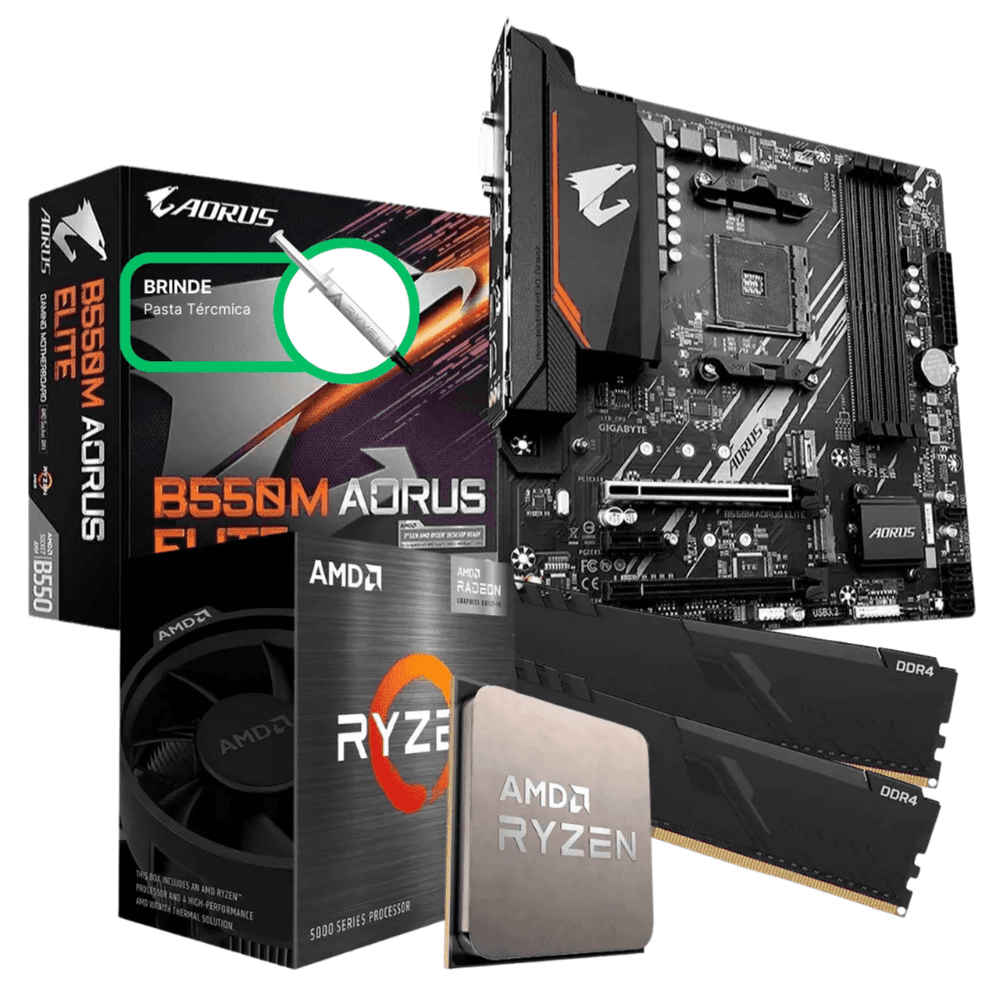 Kit Upgrade AMD Ryzen 5 4500, Placa M‹e Gigabyte B550 Aorus Elite, 16GB DDR4 (2x8GB) 3200MHz, KITUP006-E