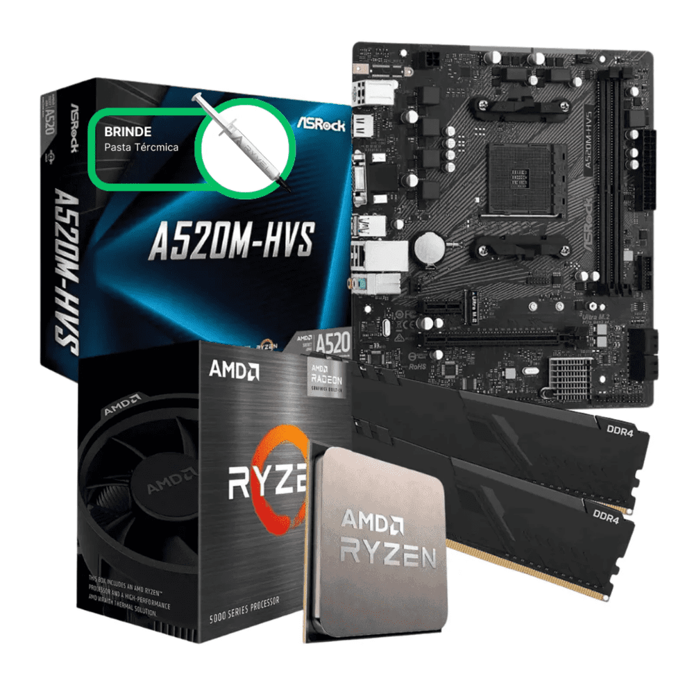 Kit Upgrade AMD Ryzen 5 5600GT, Placa M‹e A520M, 16GB DDR4 (2x8GB) 3200MHz, KITUP001-E