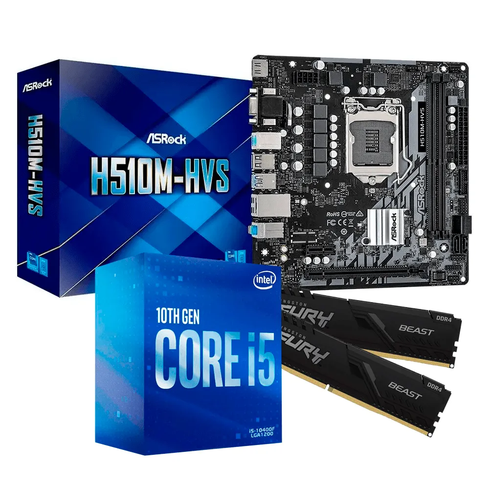 Kit Upgrade Intel Core i5 10400F, Asrock H510M-HVS, 16Gb Ram (2X8Gb), Ddr4