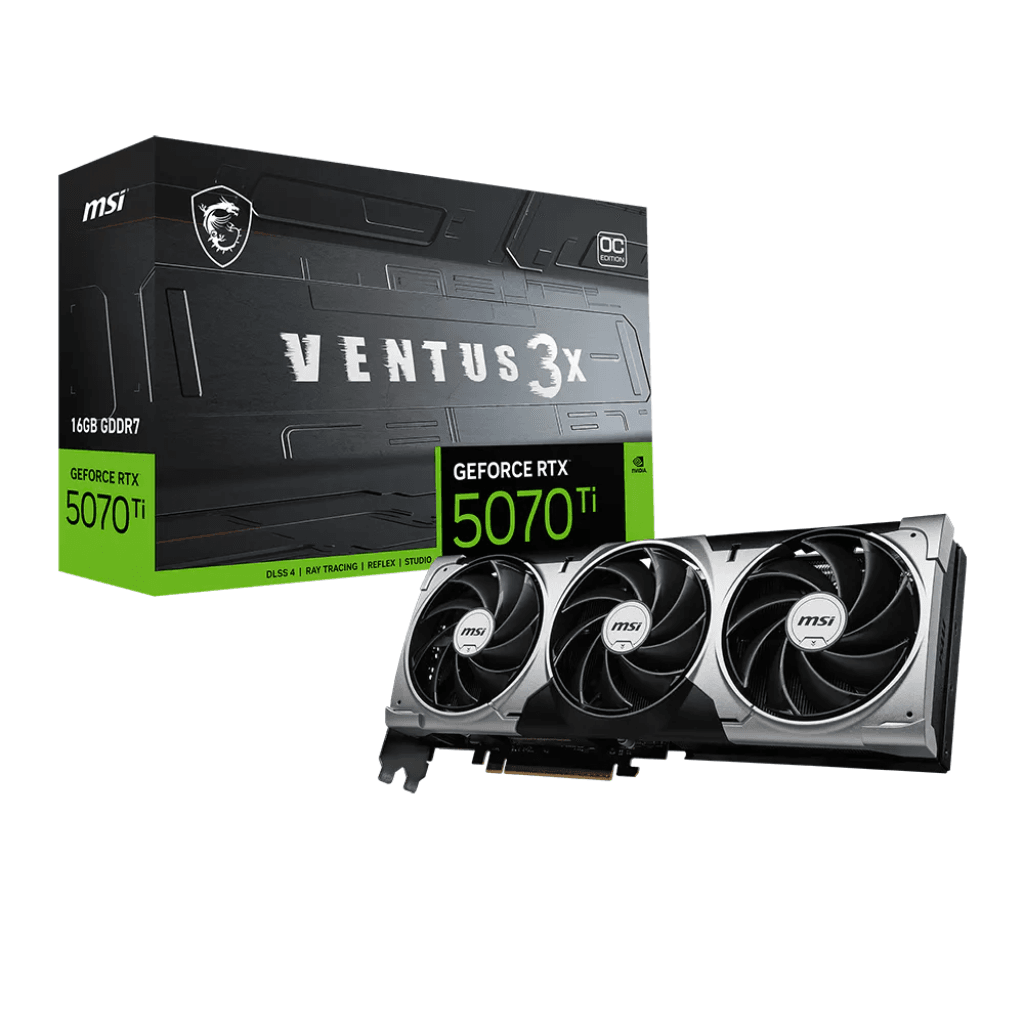 Placa de Vídeo MSI GeForce RTX 5070 Ti VENTUS 3X OC, 16GB, GDDR7, PCIe 5.0, 912-V531-461