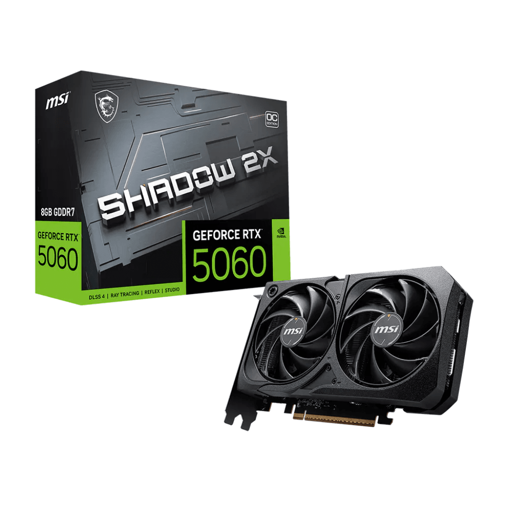 Placa de Vídeo MSI GeForce RTX 5060 SHADOW 2X OC, 8GB, GDDR7, PCIe 5.0, 912-V537-038