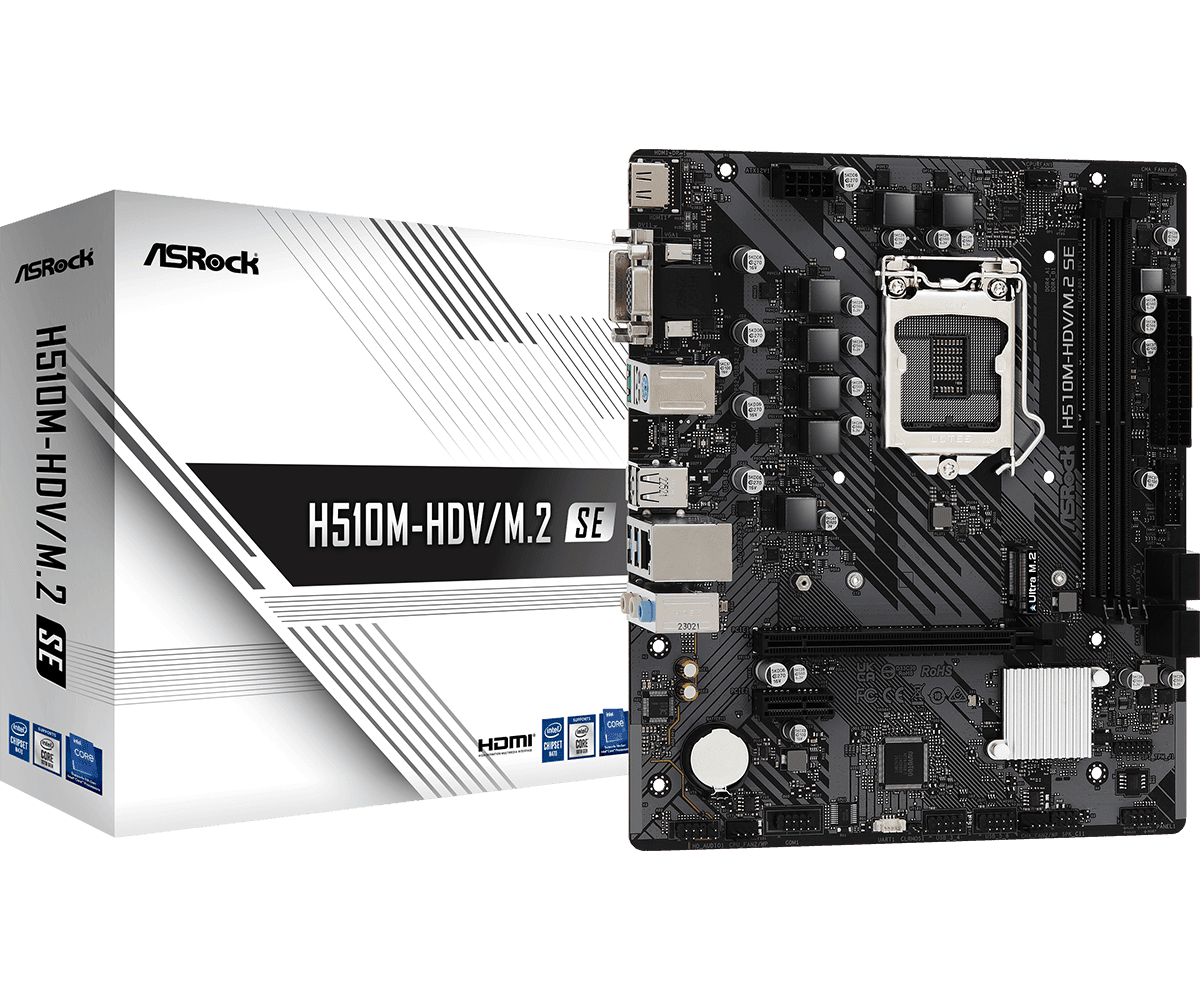 Placa-Mãe ASRock H510M-HDV/M.2 SE, Intel LGA 1200, Micro ATX, DDR4 - 90-MXBM00-A0UAYZ