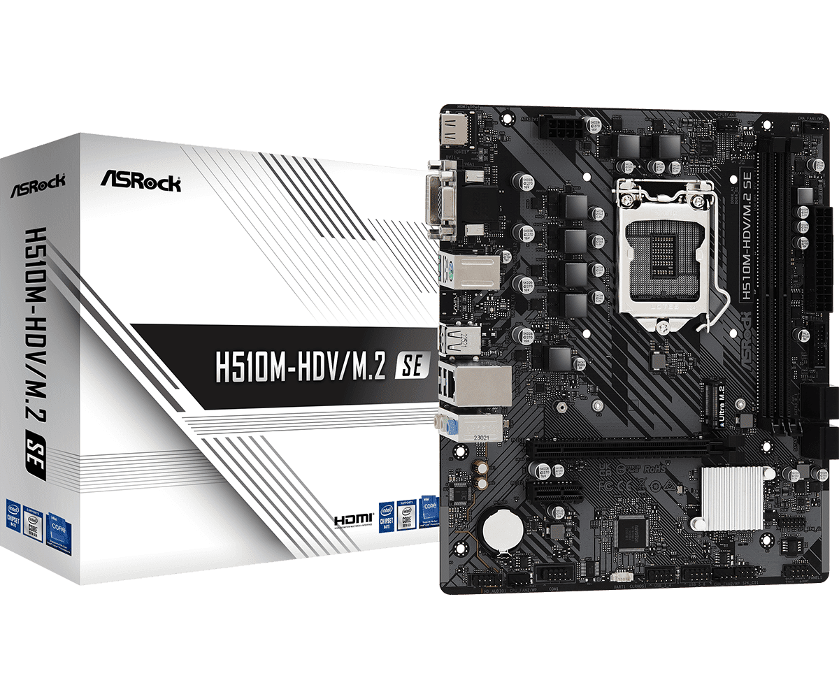 Placa-Mãe ASRock H510M-HDV/M.2 SE, Intel LGA 1200, Micro ATX, DDR4 - 90-MXBM00-A0UAYZ