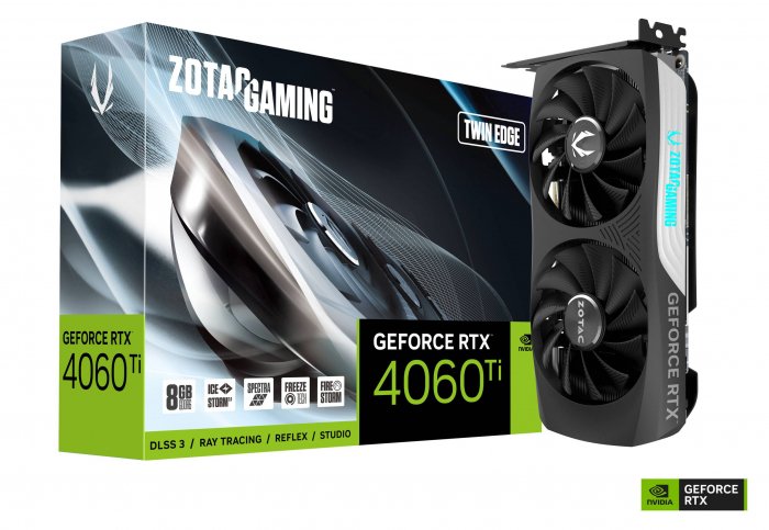 Placa de Vídeo ZOTAC GAMING GeForce RTX 4060 Ti Twin Edge, 8GB, GDDR6, DLSS, Ray Tracing, ZT-D40610E-10M