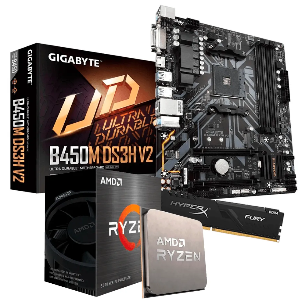 Kit Upgrade, Amd Ryzen 5 5600G, Gigabyte B450M Ds3H V2, 8Gb 3200Mhz Ddr4