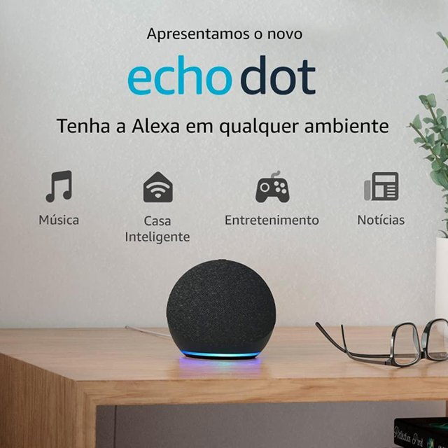 Echo Dot 4 Geração Alexa B7W64E - Preto - Smart Speaker