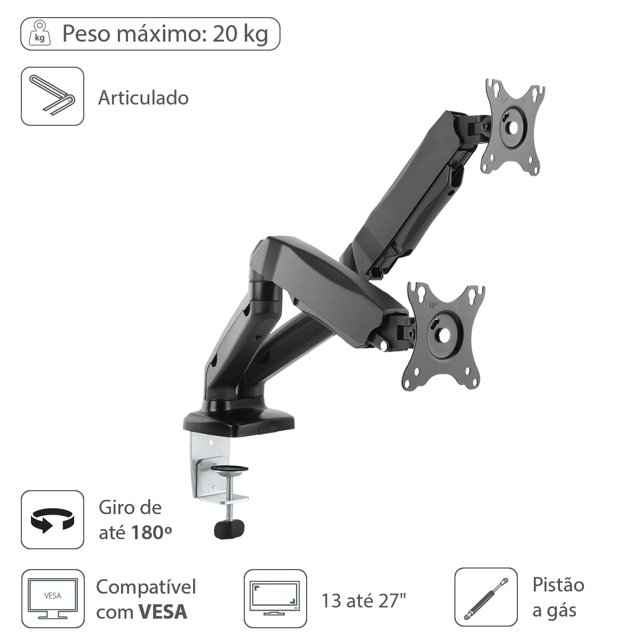 Suporte para Monitor de 13 a 32” Vesa 75x75 até 100x100