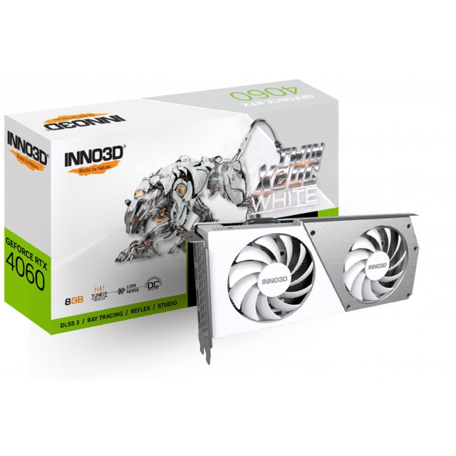 Placa de Vídeo INNO3D GeForce RTX 4060 Twin X2 OC White 8GB GDDR6 128-Bit - N40602-08D6X-173051W