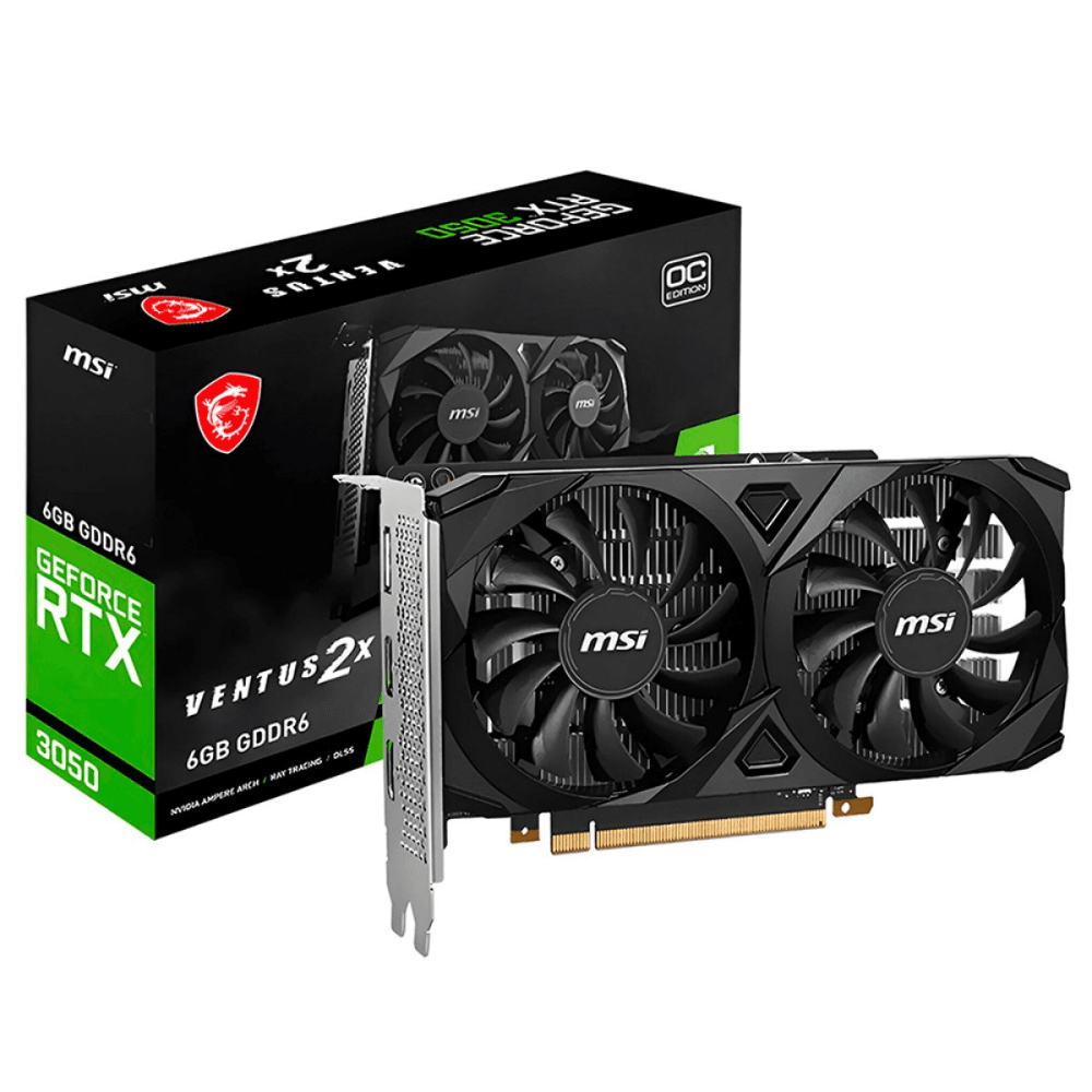 Placa de Vídeo MSI GeForce RTX 3050 VENTUS 2X 6G OC, 6GB, GDDR6, DLSS, Ray Tracing, 912-V812-060