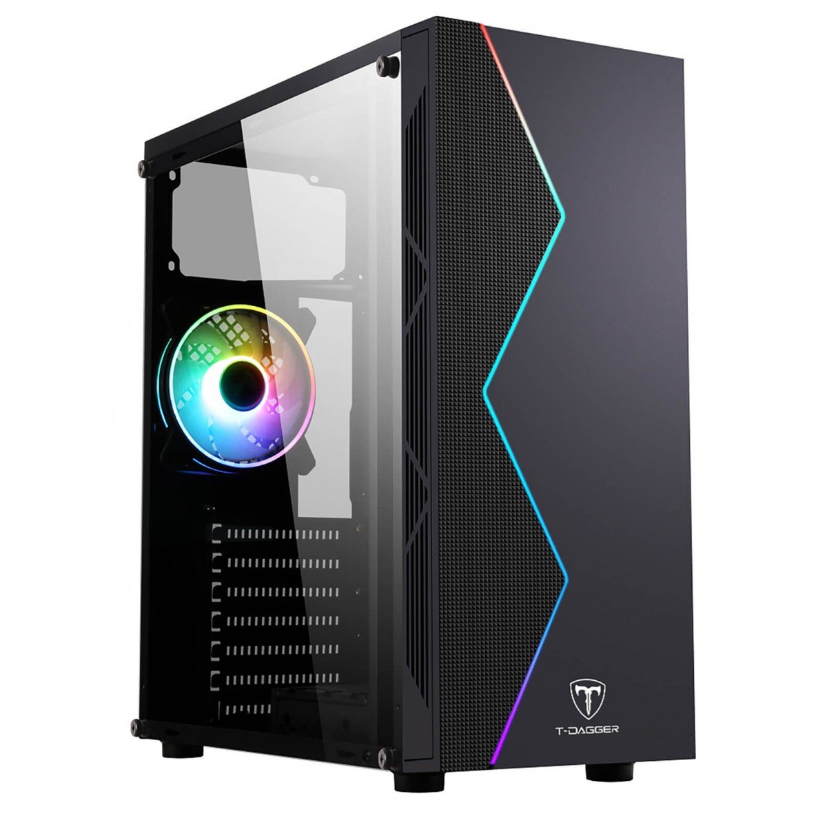 Gabinete Gamer T-Dagger  Preto RGB  Em Acrílico TGC-P03B