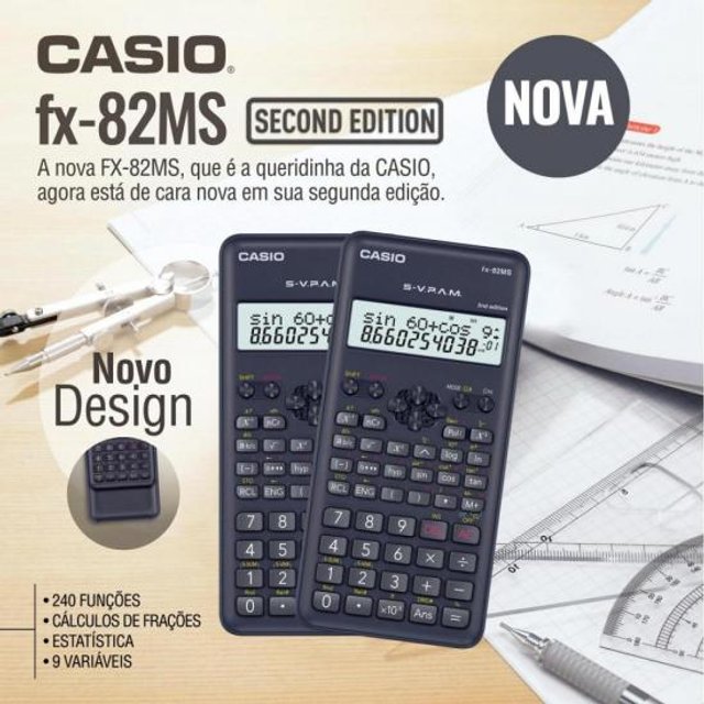 Calculadora Científica Casio 240 Funções FX-82MS-2-S4-DH Preto