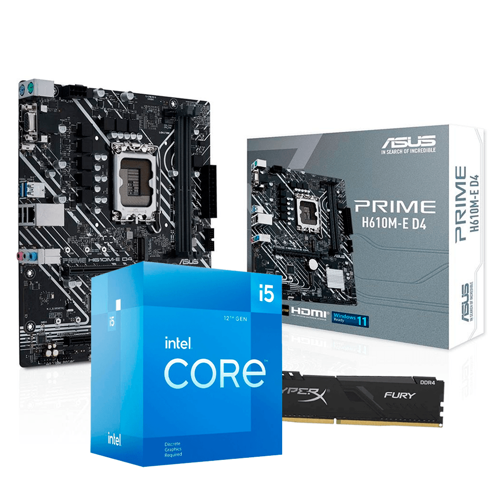 Kit Upgrade Intel I5 12400f, Asus H610M-E D4, 8Gb 3200Mhz, Ddr4