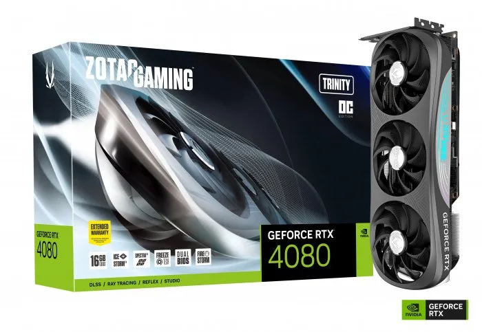 Placa de Vídeo ZOTAC Gaming GeForce RTX 4080 Trinity OC DLSS 3 16GB GDDR6X 256-Bit - ZT-D40810J-10P