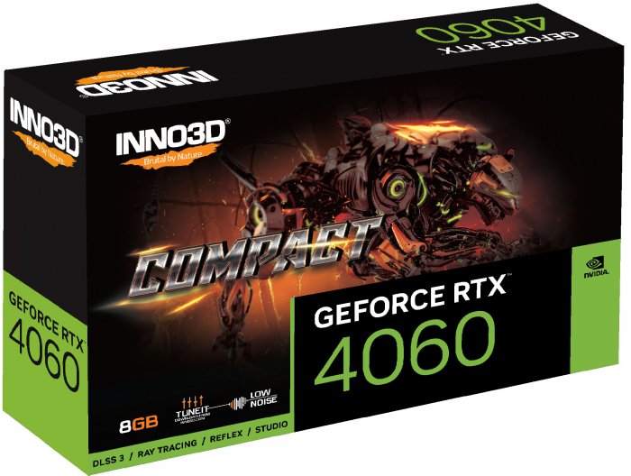 Placa de Vídeo INNO3D GeForce RTX 4060 Twin X2 OC Compact 8GB GDDR6 128-Bit - N40601-08D6-173050N