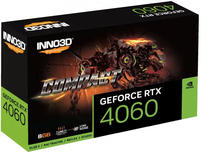 Placa de Vídeo INNO3D GeForce RTX 4060 Twin X2 OC Compact 8GB GDDR6 128-Bit - N40601-08D6-173050N