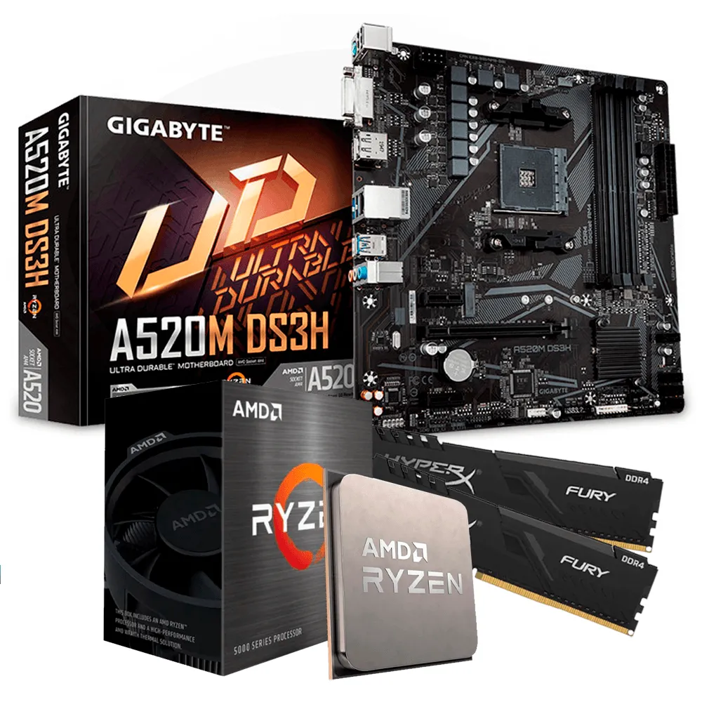 Kit Upgrade, Amd Ryzen 5 5600G, Gigabyte A520M Ds3H, 16Gb 3200Mhz (2X8Gb) Ddr4