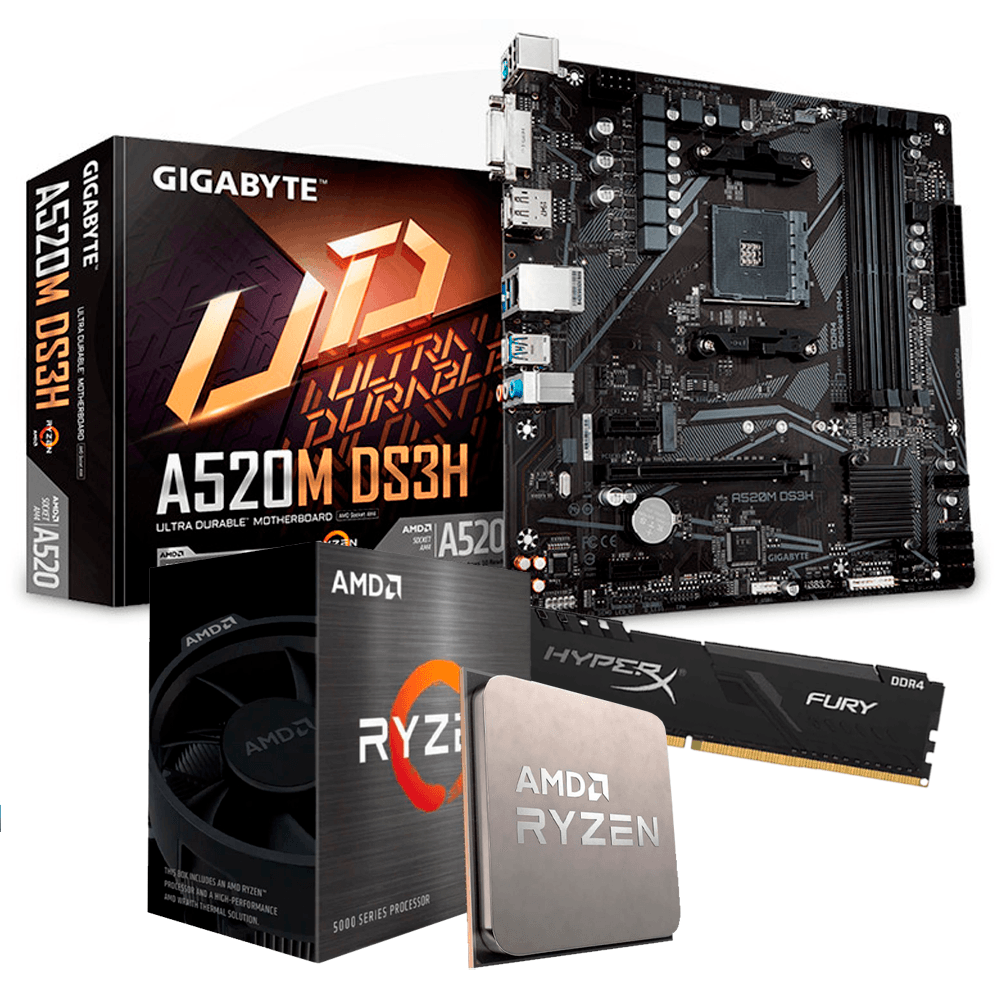 Kit Upgrade, Amd Ryzen 5 5600G, Gigabyte A520M Ds3H, 8Gb 3200Mhz Ddr4