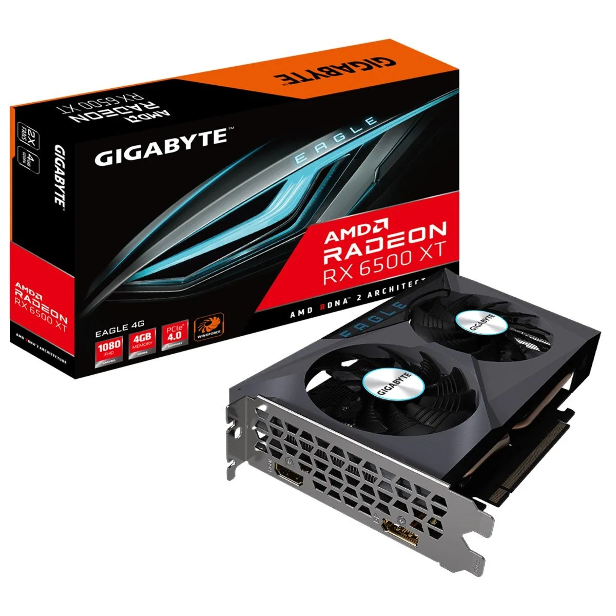 Placa De Vídeo Gigabyte Radeon Rx 6500 Xt Eagle, 4Gb, Gddr6, Fsr, Ray Tracing - Gv-R65Xteagle-4Gd