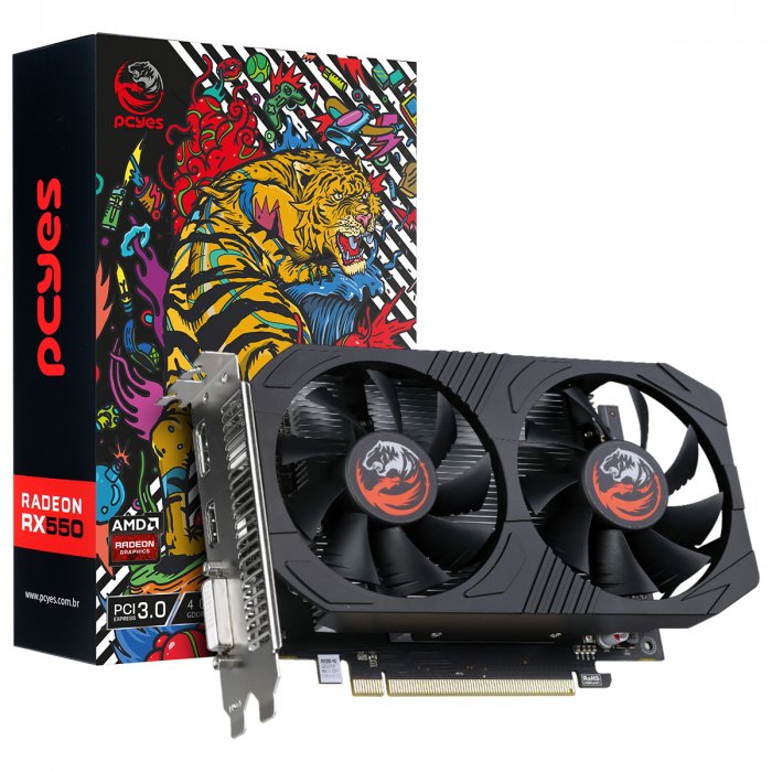 Placa de Vídeo PCYes AMD Radeon RX 550 4GB GDDR5 128 Bits Dual-Fan Graffiti Series - PJRX5504GGR5DF