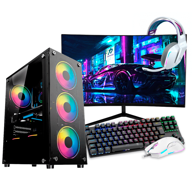 PC Gamer Completo Blue PC Intel i7 16GB RX 550 4GB SSD 240GB Monitor 19 -  Kit Gamer Teclado Mouse Headset - Fonte 500w