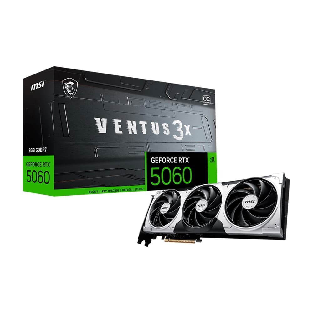 Placa de Vídeo MSI GeForce RTX 5060 Ventus 3X OC Edition, 8GB, GDDR7, DLSS, Ray Tracing, 912-V537-035
