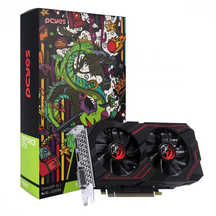 Placa de Vídeo PCYes NVIDIA GeForce GTX 1650 4GB GDDR6 128 Bits Dual-Fan Graffiti Series - PVGTX16504GBR6128