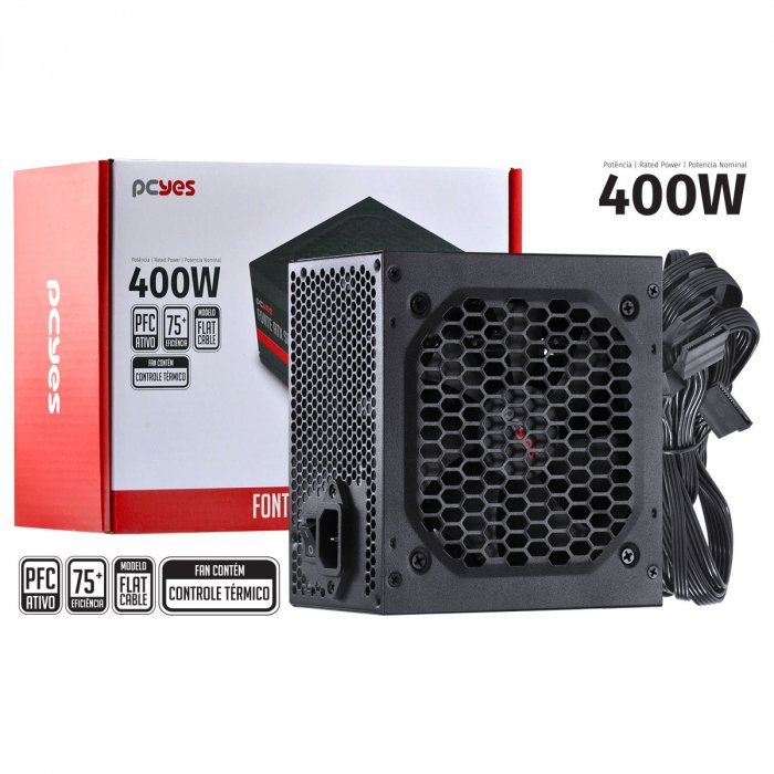 Fonte Atx 400W Spark 75+ - Pfc Ativo - Cabos Flat - Pxsp400Wpt