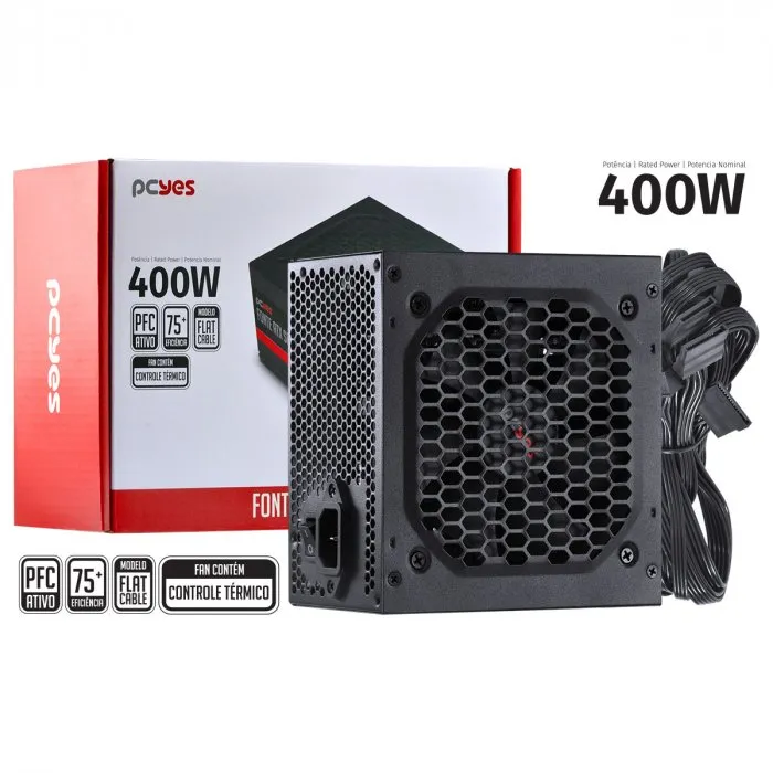 Fonte Atx 400W Spark 75+ - Pfc Ativo - Cabos Flat - Pxsp400Wpt