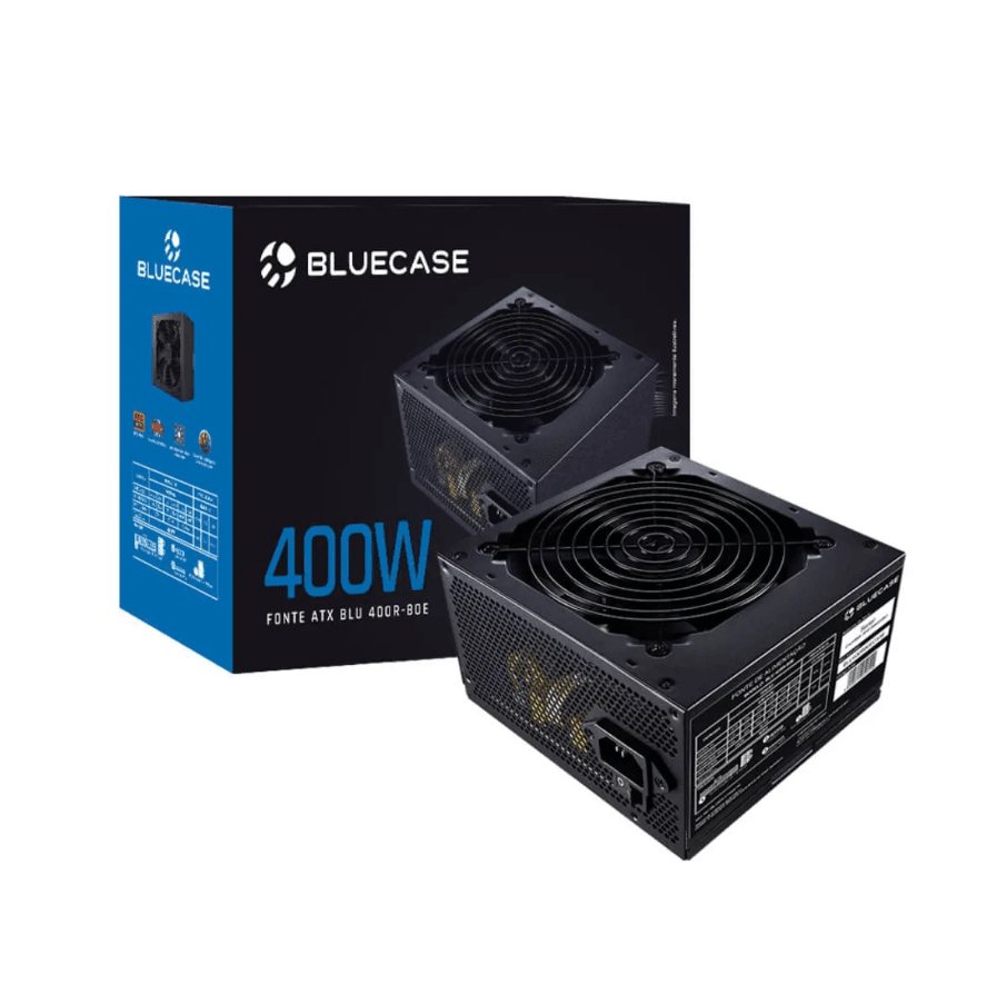 Fonte Bluecase, 400W, 80 Plus White, PFC Ativo, BLU400R-80E