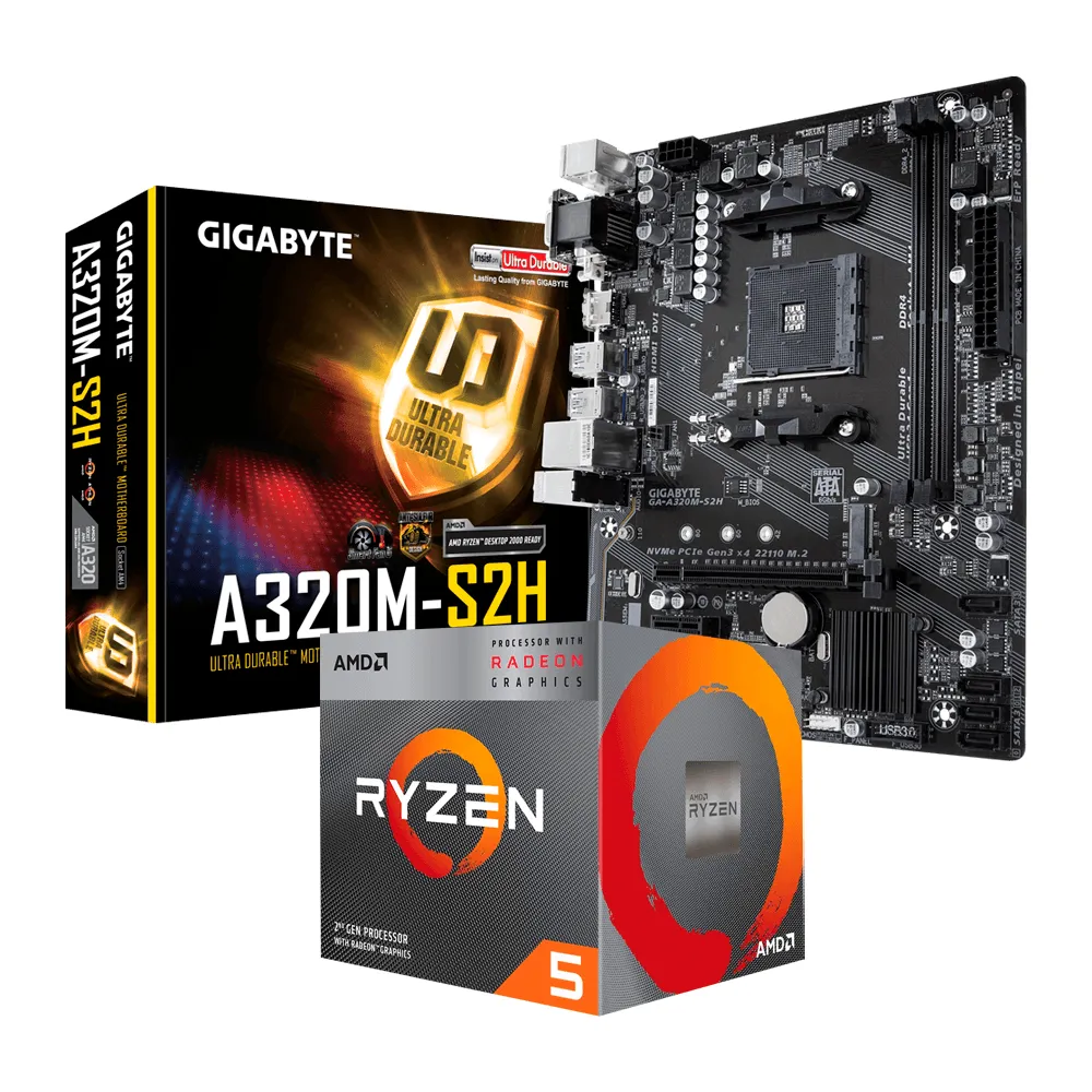 Kit Upgrade AMD Ryzen 5 3400G, Gigabyte A320M-S2H, DDR4 - Open Box