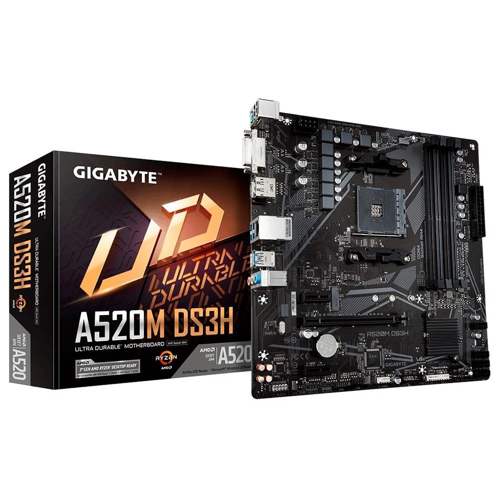 Placa Mãe Gigabyte A520M Ds3H, Amd Am4, Micro Atx, Ddr4