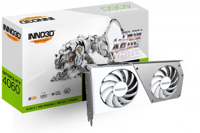 Placa de Vídeo INNO3D GeForce RTX 4060 Twin X2 OC White 8GB GDDR6 128-Bit - N40602-08D6X-173051W