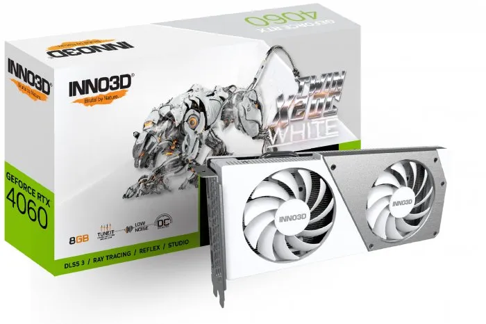 Placa de Vídeo INNO3D GeForce RTX 4060 Twin X2 OC White 8GB GDDR6 128-Bit - N40602-08D6X-173051W