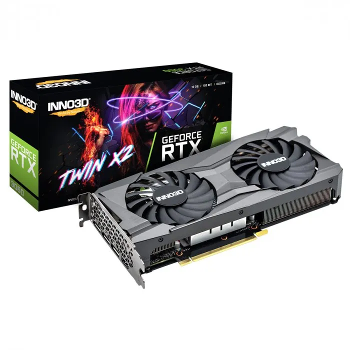 Placa de Vídeo INNO3D GeForce RTX 3060 Twin X2 12GB GDDR6 192-Bit - N30602-12D6-119032AH