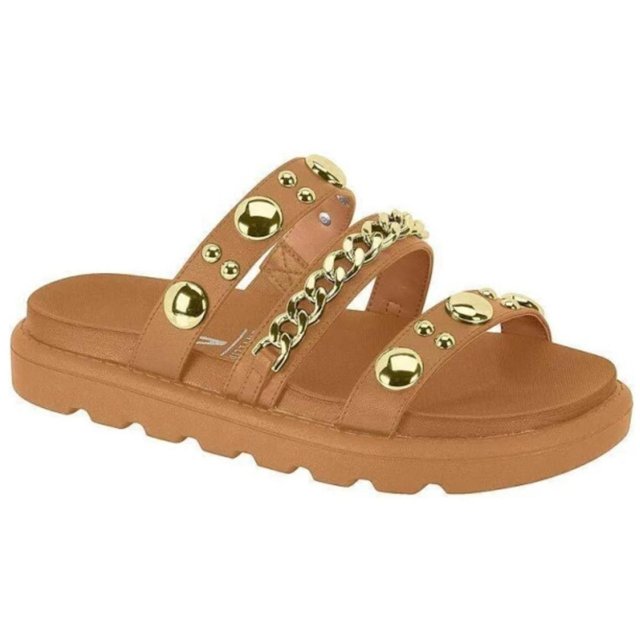 Sandália Papete Vizzano Feminina Tratorada Tiras Spike