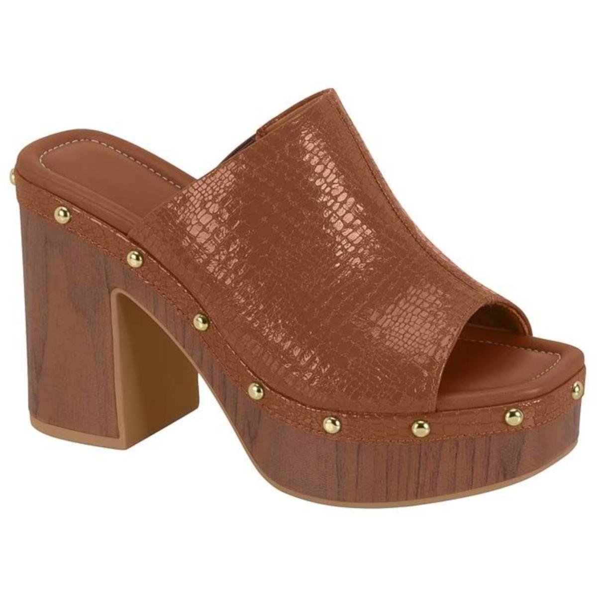 Tamanco Vizzano Croco Meia Pata Salto Alto 6541.205 | Terê Calçados