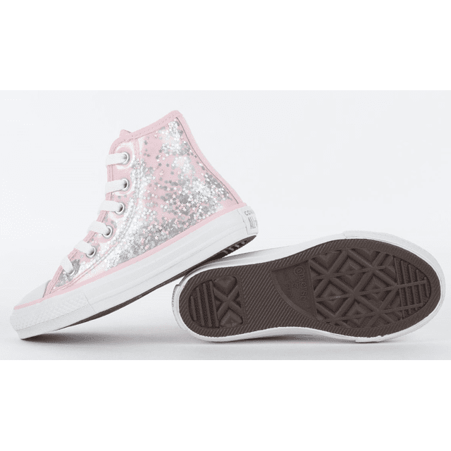 ALL STAR CHUCK TAYLOR ROSA CHICLETE GLITTER CANO LONGO INFANTIL