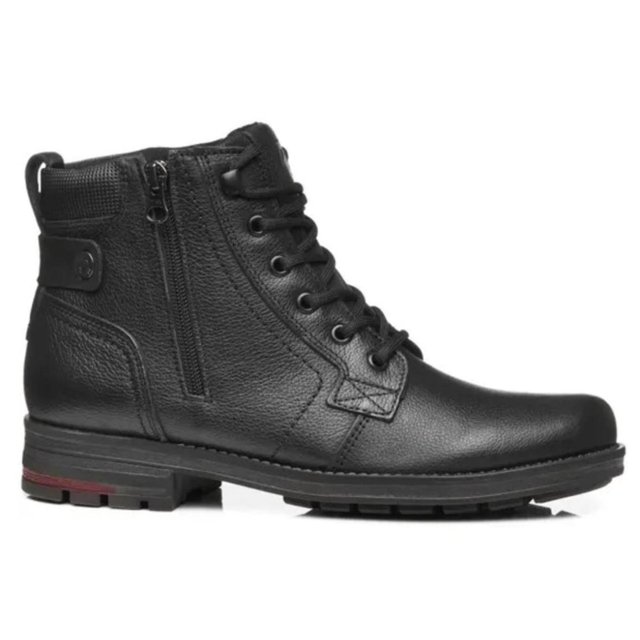 Bota Coturno Pegada Cano Médio Masculina Preto Couro 181314-03