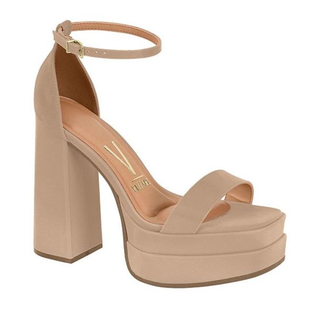 Pata Vizzano Bege Sandalia Bege Salto Grosso Meia Pata Sandália