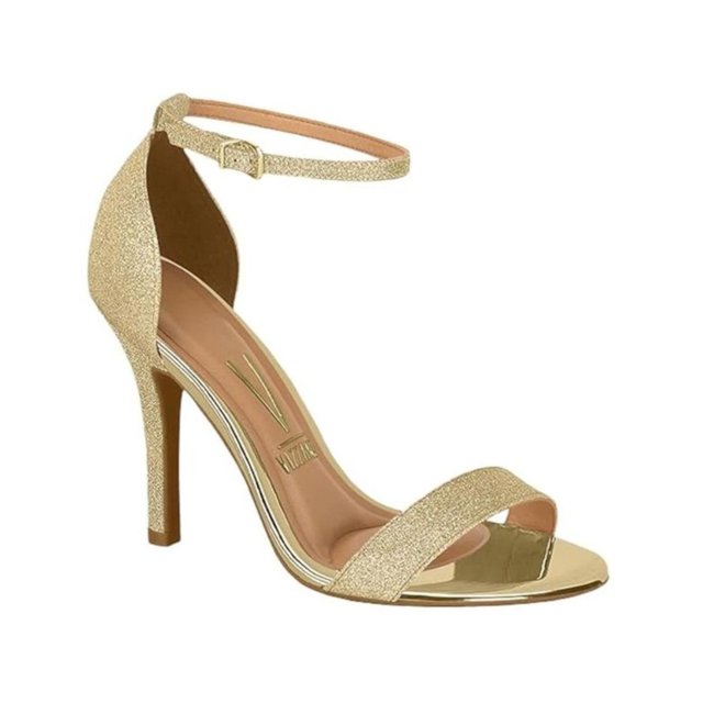 Sandália Vizzano Feminina Salto Fino Brilho Metal Glamour 6249-452